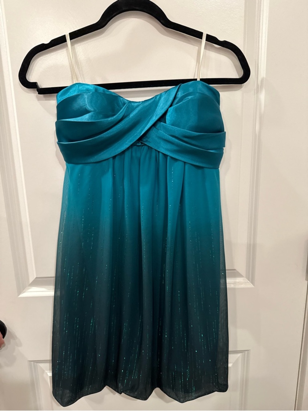 Jump Teal Ombre Strapless Party Dress
